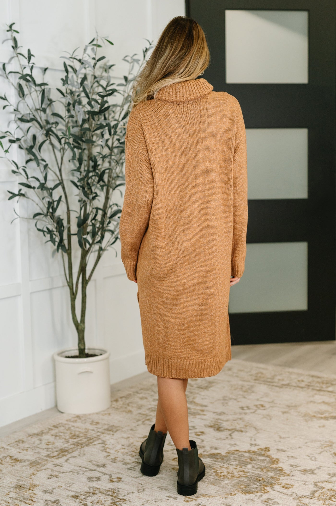 Personal Assistant Turtleneck Dress in Deep Camel Southern Soul Collectives