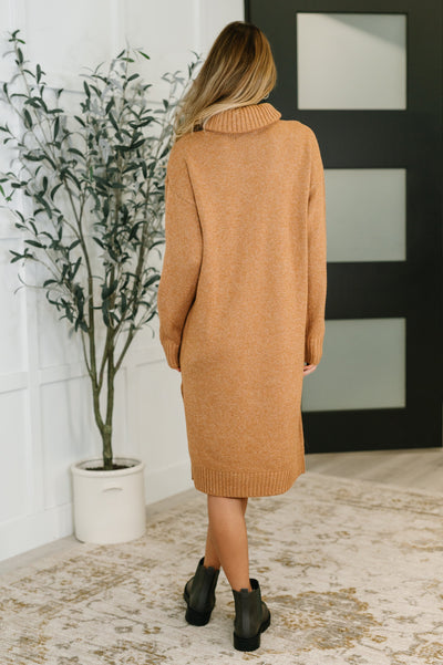 Personal Assistant Turtleneck Dress in Deep Camel Southern Soul Collectives