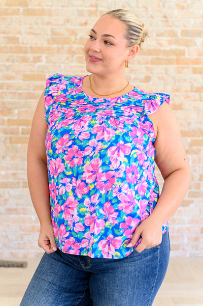 Petals on the Moon Flutter Sleeve Blouse in Royal Pink Southern Soul Collectives