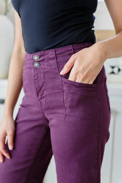 Petunia High Rise Wide Leg Jeans in Plum Womens Southern Soul Collectives