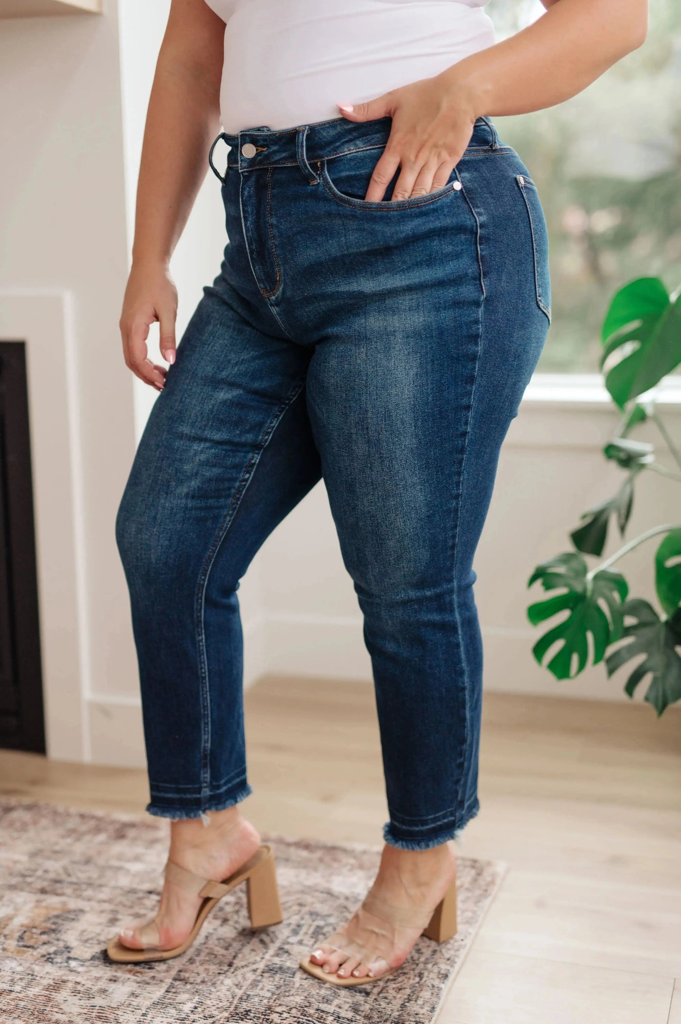 Phillipa High Rise Release Hem Slim Jeans Womens Southern Soul Collectives