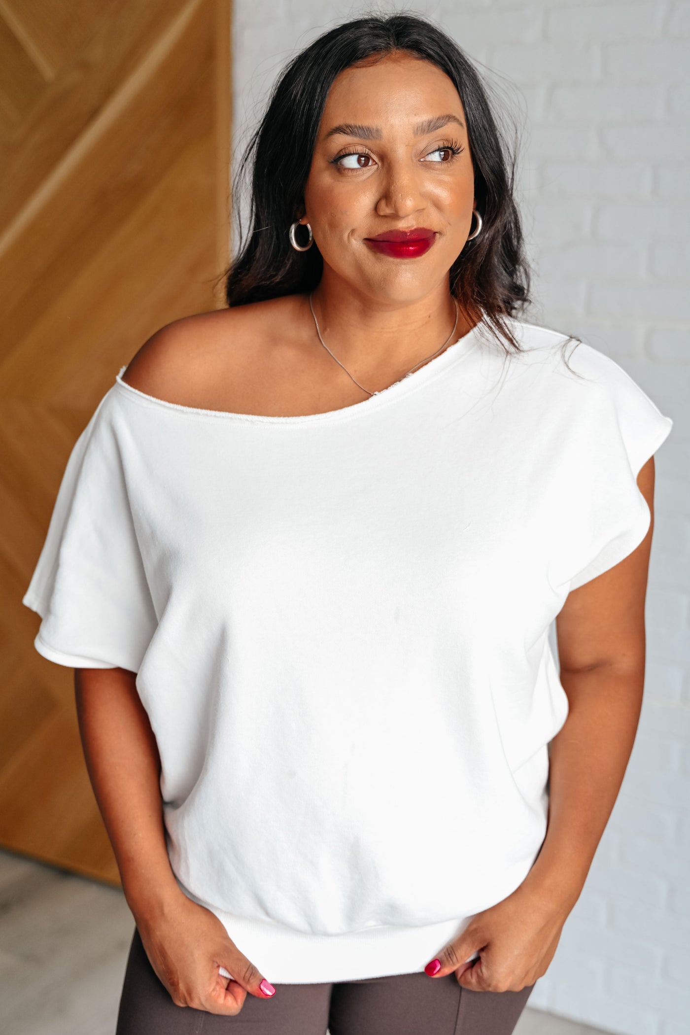 Pilates Princess Off Shoulder Top in Off White Southern Soul Collectives