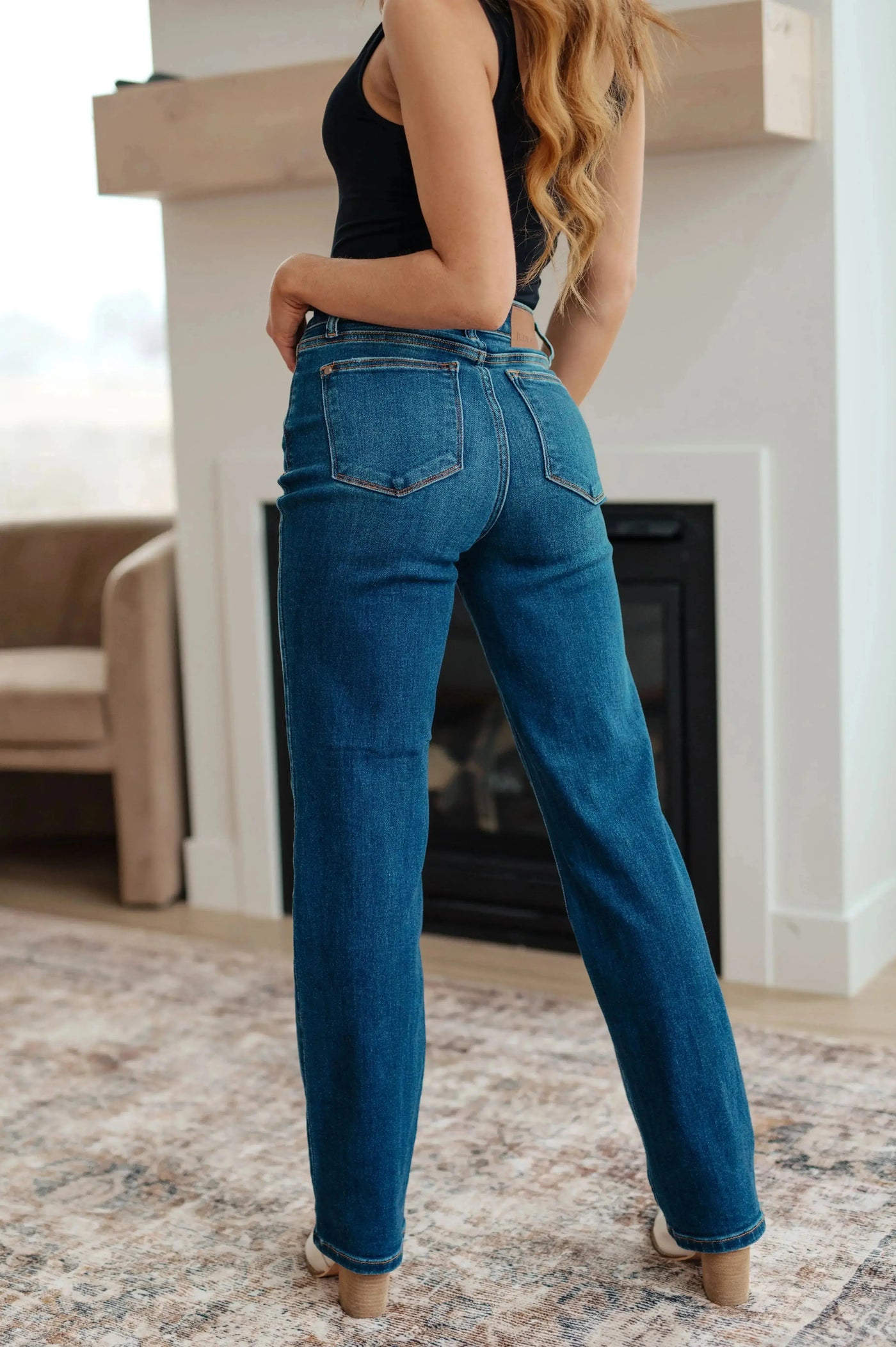 Pippa High Rise Button Fly Straight Jeans Womens Southern Soul Collectives