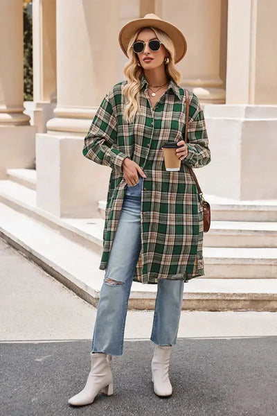 Plaid Collared Button Up Long Line Shirt in Multiple Colors  Southern Soul Collectives