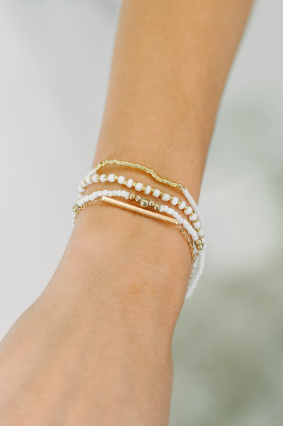 Poised & Polished Bracelet Set in White and Gold Southern Soul Collectives