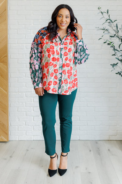 Presupposed Ideas Mixed Print Button Up Blouse Southern Soul Collectives