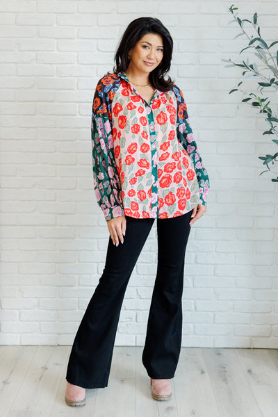 Presupposed Ideas Mixed Print Button Up Blouse Southern Soul Collectives