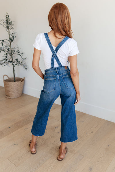 Judy Blue Priscilla High Rise Crop Wide Leg Denim Overalls Womens Southern Soul Collectives