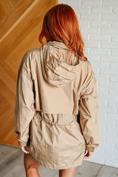 Rain, Rain Go Away Parachute Jacket in Camel Southern Soul Collectives