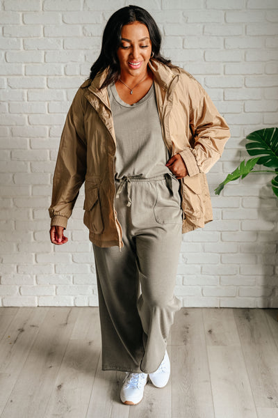 Rain, Rain Go Away Parachute Jacket in Camel Southern Soul Collectives