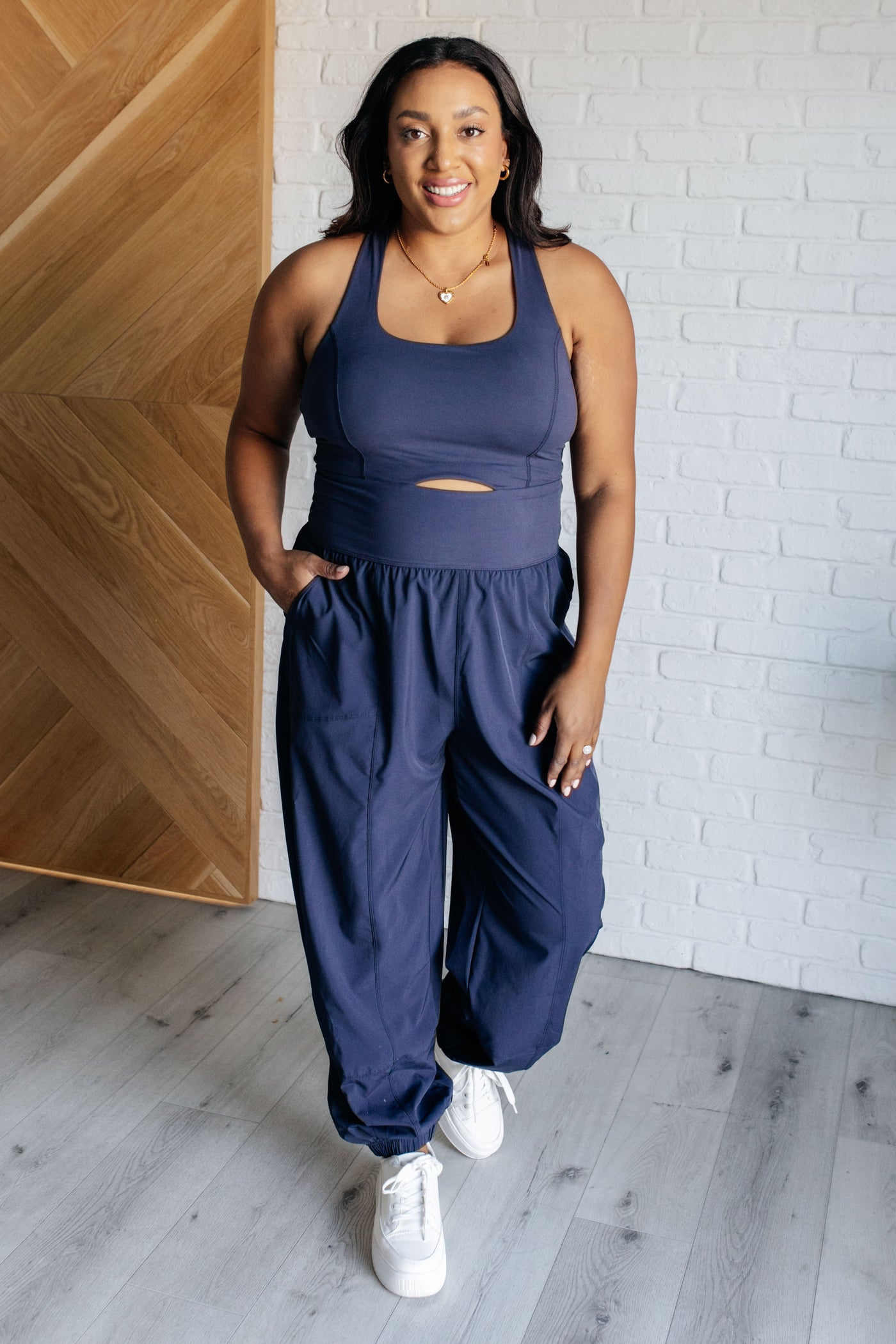 Raising Heart Rate Cut Out Jumpsuit in Navy Southern Soul Collectives