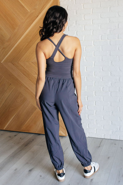 Raising Heart Rate Cutout Jumpsuit in Charcoal Southern Soul Collectives