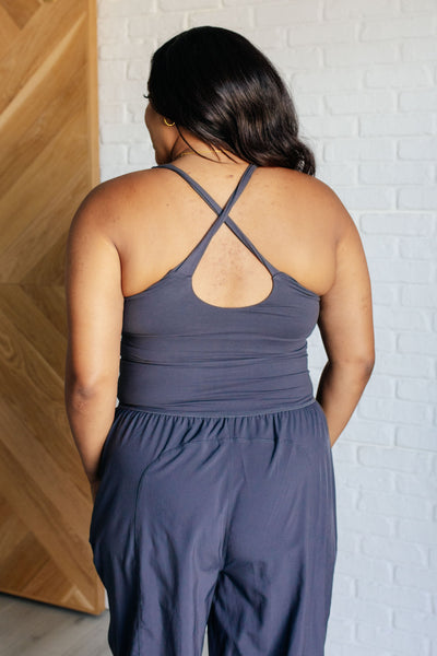 Raising Heart Rate Cutout Jumpsuit in Charcoal Southern Soul Collectives