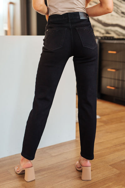 Judy Blue Reese Rhinestone Slim Fit Jeans in Black - Southern Soul Collectives