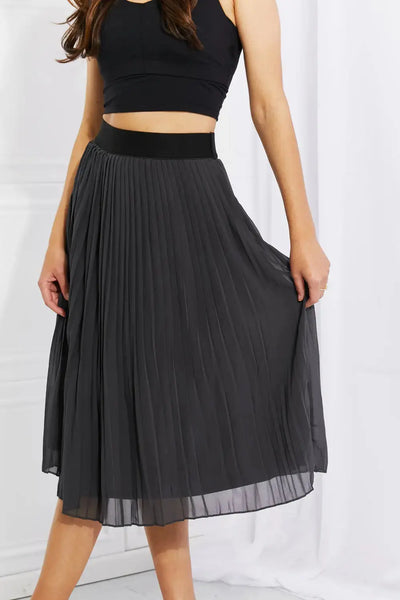 Romantic At Heart Pleated Chiffon Midi Skirt in Dark Gray  Southern Soul Collectives
