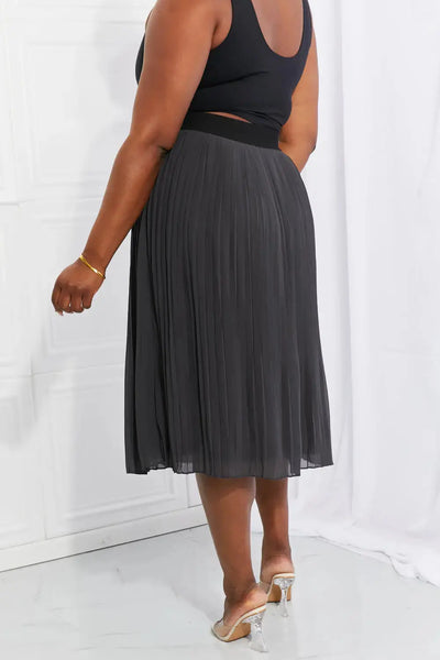 Romantic At Heart Pleated Chiffon Midi Skirt in Dark Gray  Southern Soul Collectives