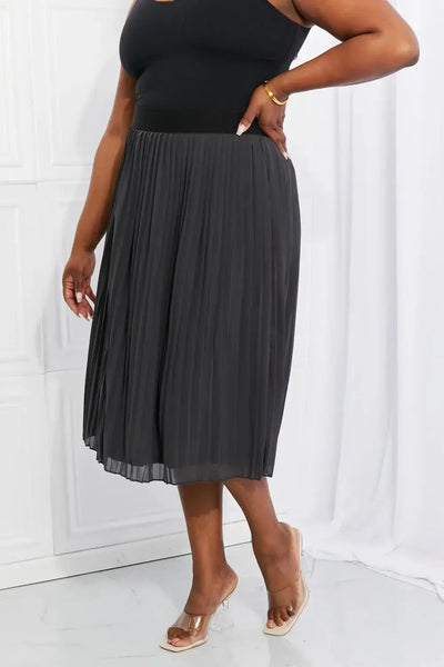 Romantic At Heart Pleated Chiffon Midi Skirt in Dark Gray  Southern Soul Collectives