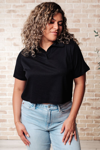 Rory Ribbed Cropped Tennis Tee in Black Southern Soul Collectives