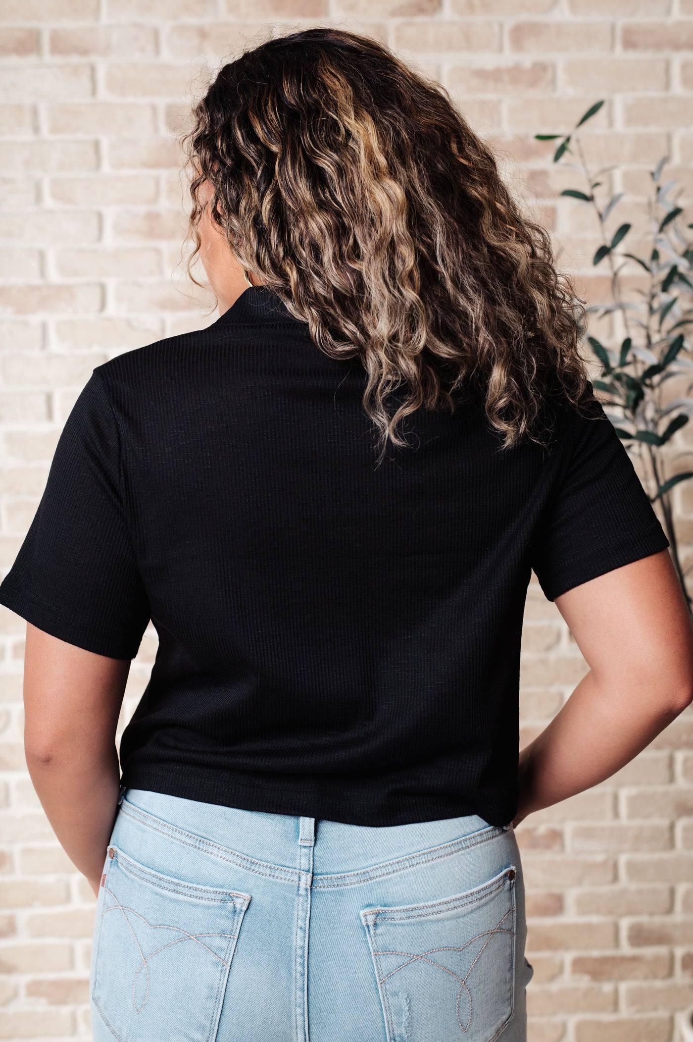 Rory Ribbed Cropped Tennis Tee in Black Southern Soul Collectives