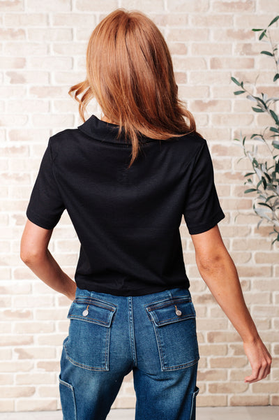 Rory Ribbed Cropped Tennis Tee in Black Southern Soul Collectives