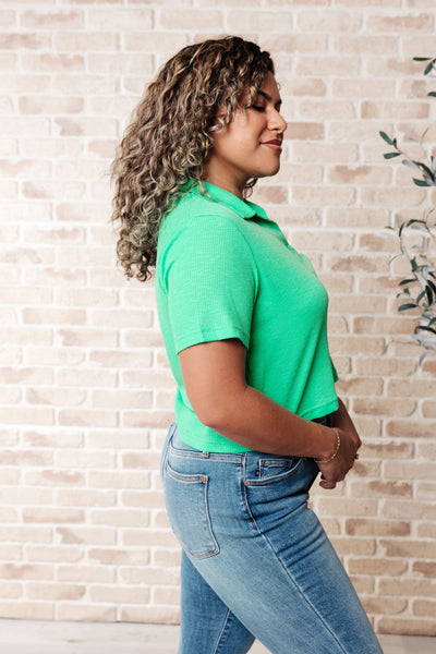 Rory Ribbed Cropped Tennis Tee in Green Southern Soul Collectives