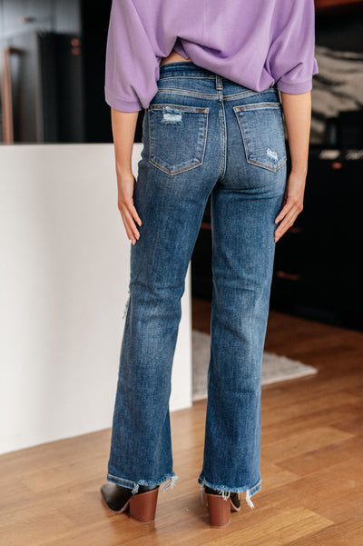 Judy Blue Rose High Rise 90's Straight Jeans in Dark Wash Womens Southern Soul Collectives