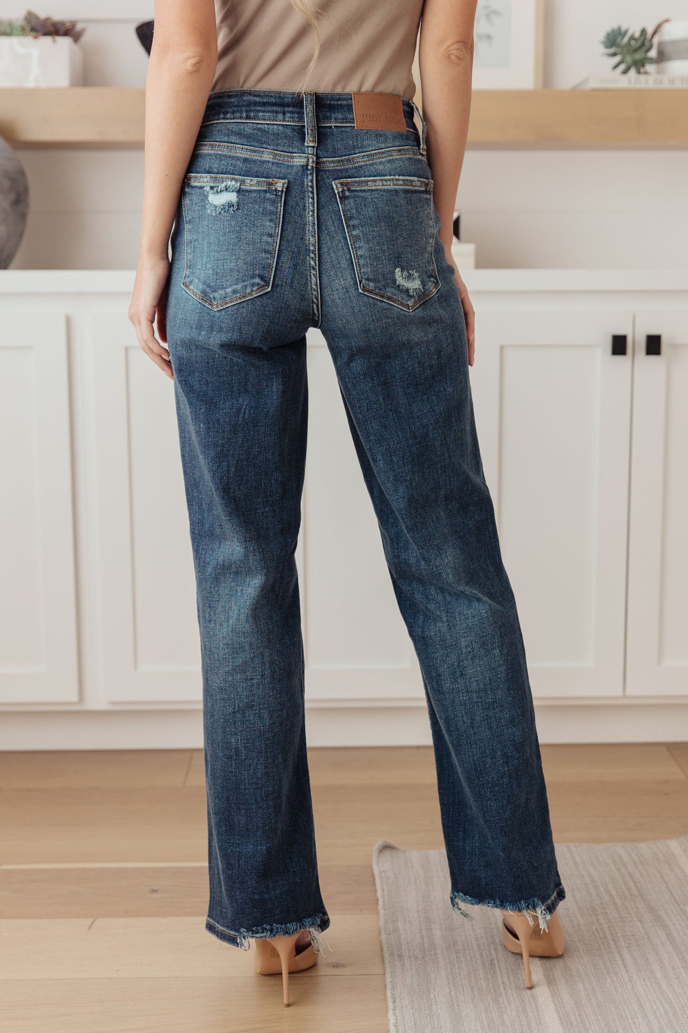 Judy Blue Rose High Rise 90's Straight Jeans in Dark Wash Womens Southern Soul Collectives