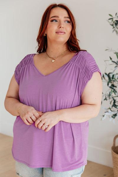 Ruched Cap Sleeve Top in Lavender Southern Soul Collectives