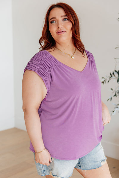 Ruched Cap Sleeve Top in Lavender Southern Soul Collectives