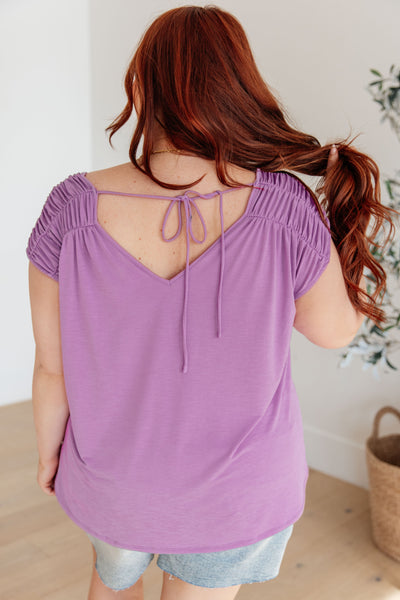 Ruched Cap Sleeve Top in Lavender Southern Soul Collectives