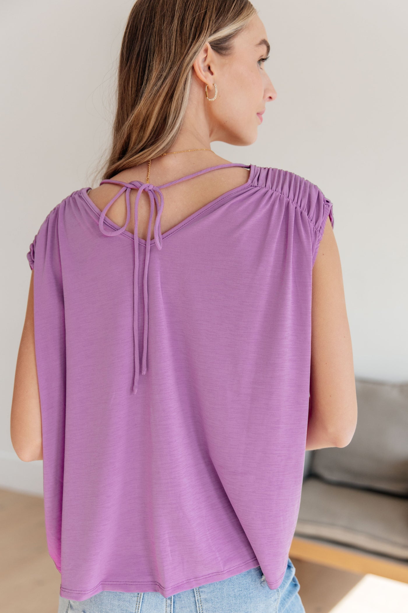 Ruched Cap Sleeve Top in Lavender Southern Soul Collectives