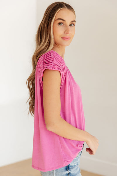 Ruched Cap Sleeve Top in Magenta Southern Soul Collectives
