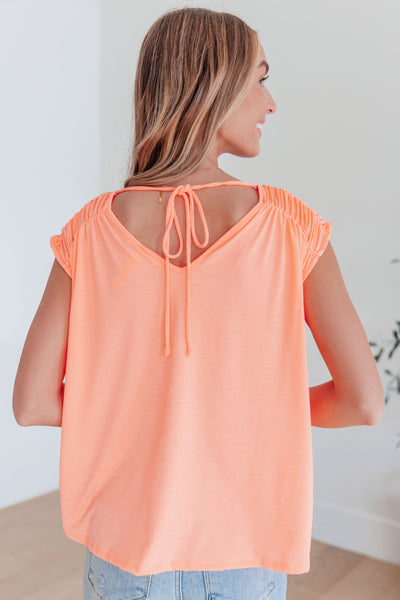 Ruched Cap Sleeve Top in Neon Orange Southern Soul Collectives