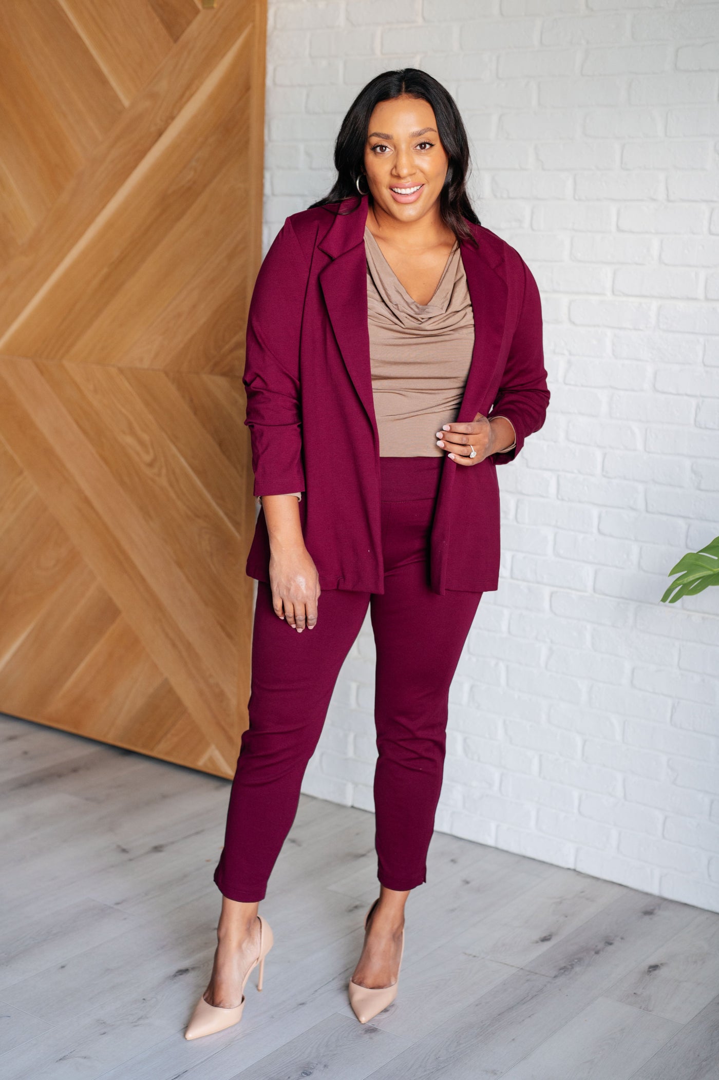 Magic Ankle Crop Skinny Pants in Wine Southern Soul Collectives