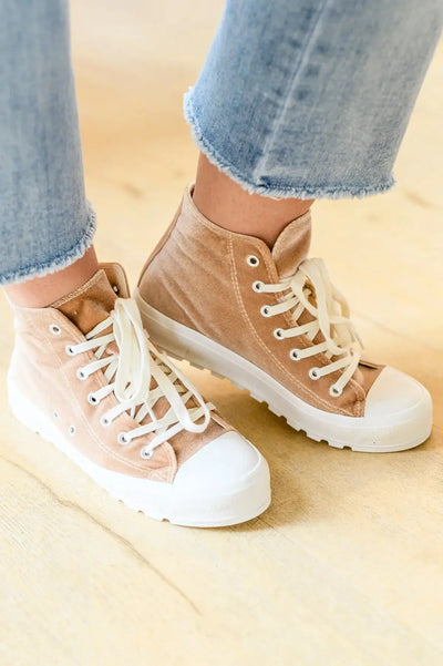 Run Me Down Velvet High Tops in Tan Womens Southern Soul Collectives