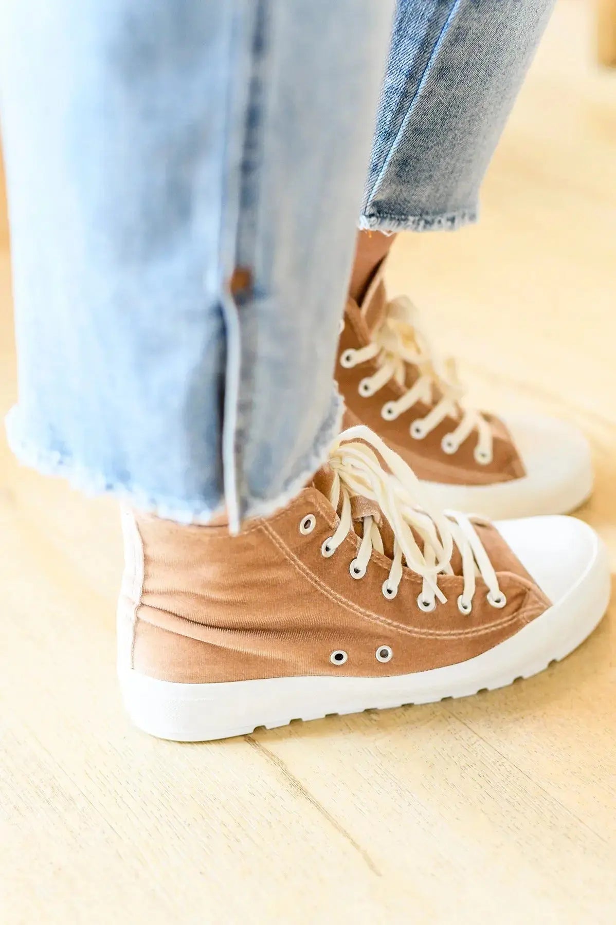 Run Me Down Velvet High Tops in Tan Womens Southern Soul Collectives