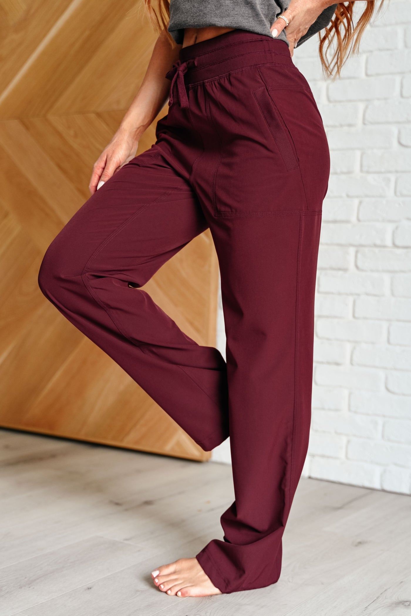 Runner's High Drawstring Joggers in Red Merlot Southern Soul Collectives