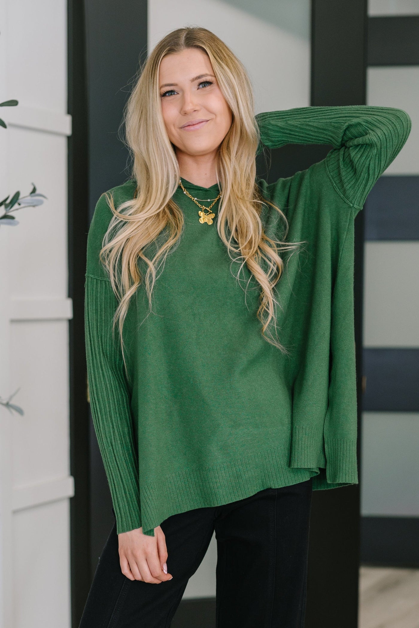 Running Late Hooded Long Sleeve in Dark Green Southern Soul Collectives