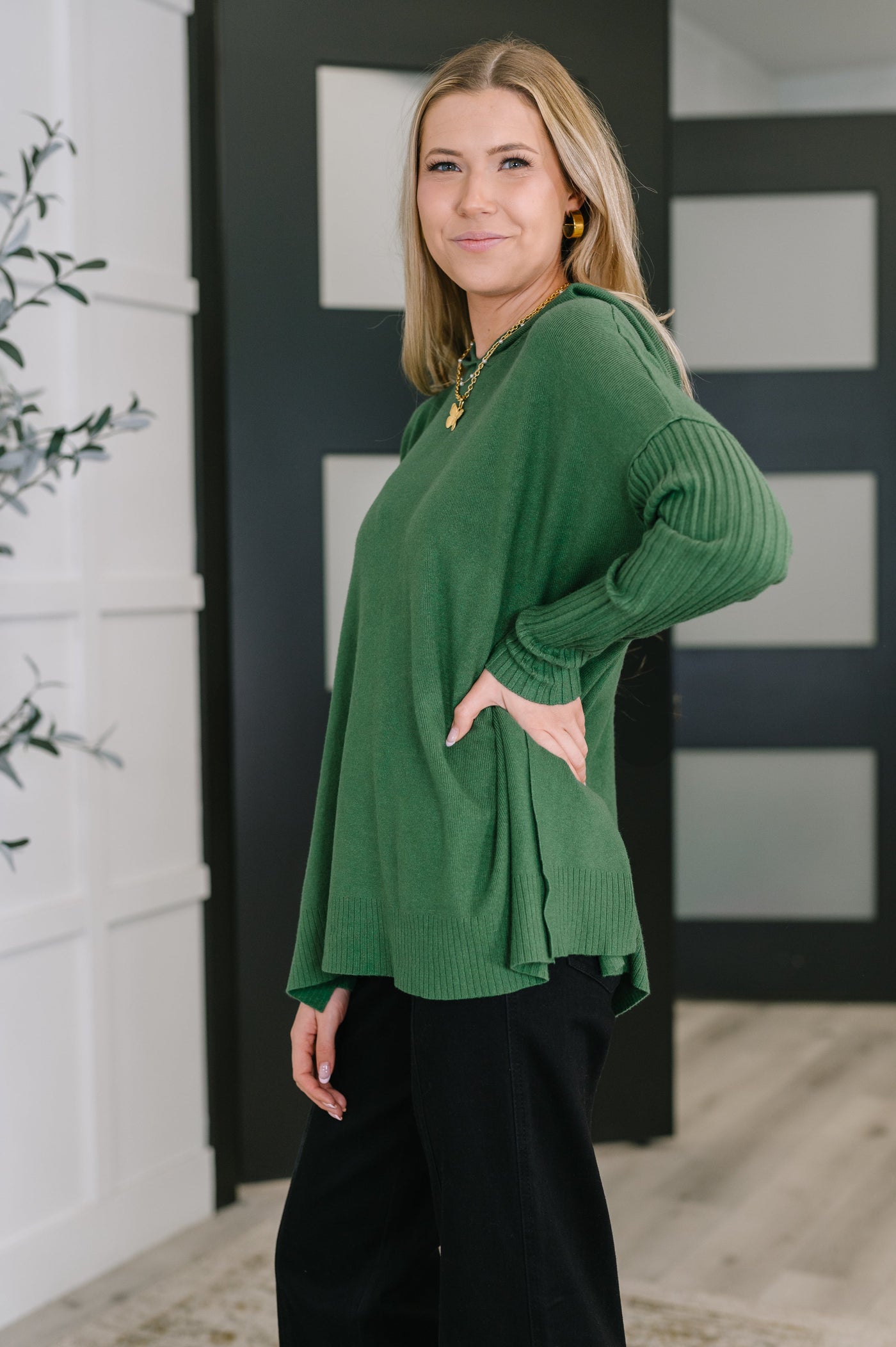 Running Late Hooded Long Sleeve in Dark Green Southern Soul Collectives