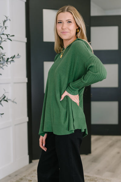 Running Late Hooded Long Sleeve in Dark Green Southern Soul Collectives