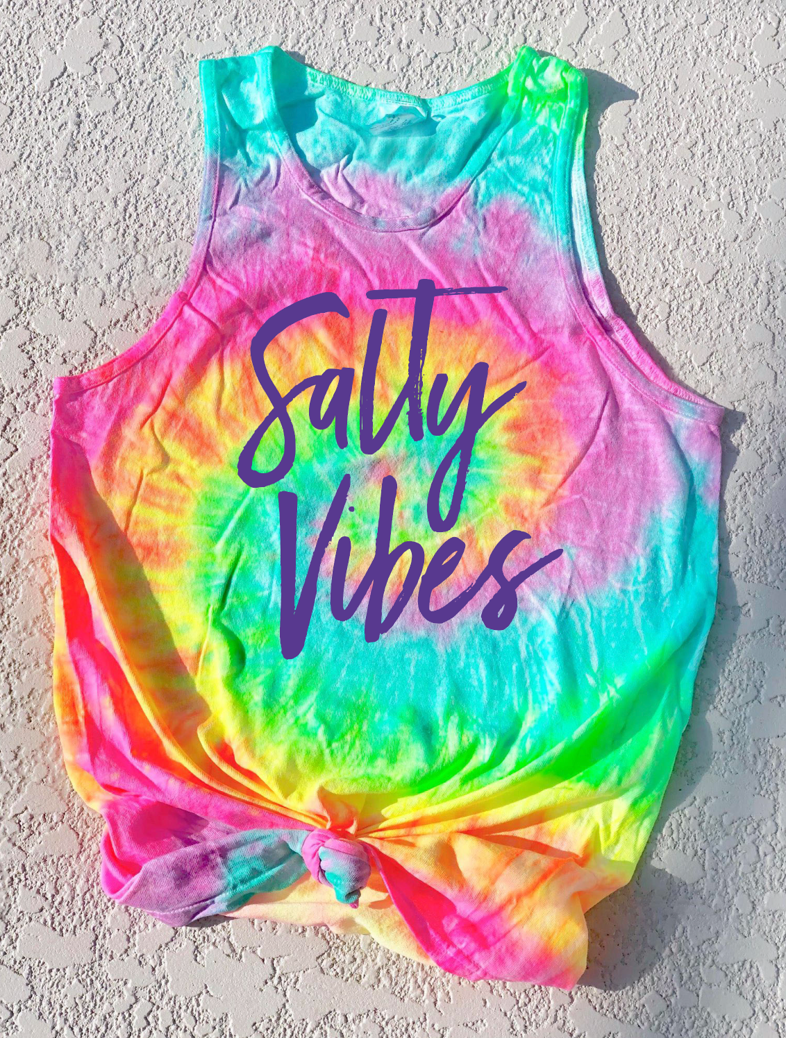 Salty Vibes Graphic Minty Tie-Dye Tank Top  Southern Soul Collectives 