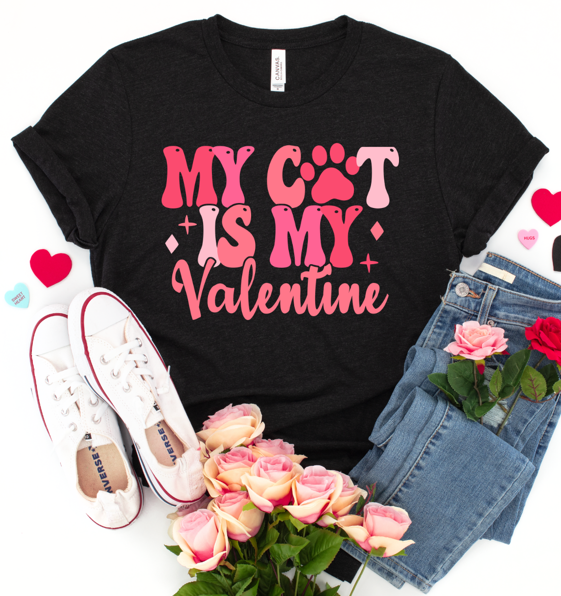 My Cat is my Valentine Graphic T-shirt