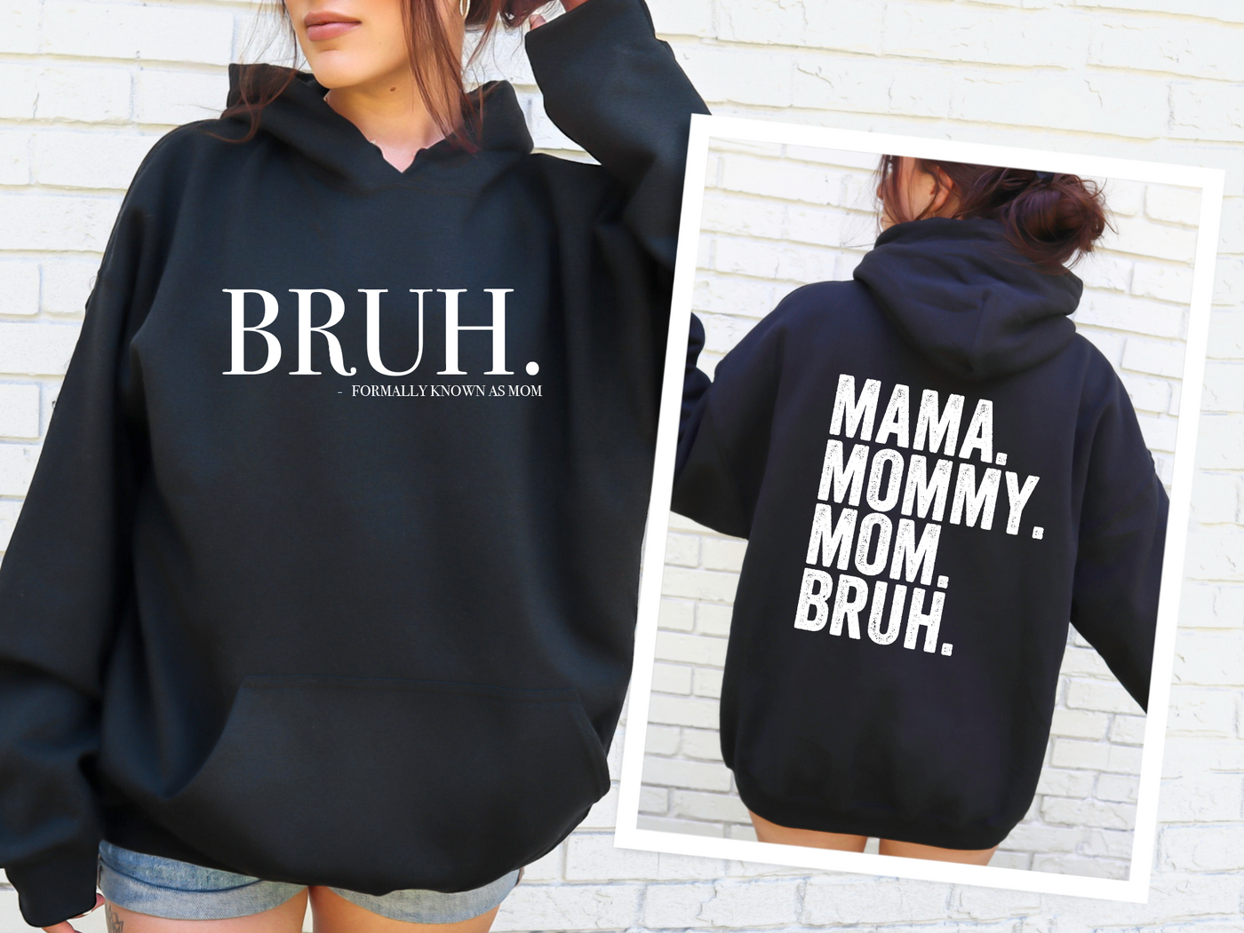 Bruhhh Graphic Hoodie Sweatshirt in Black