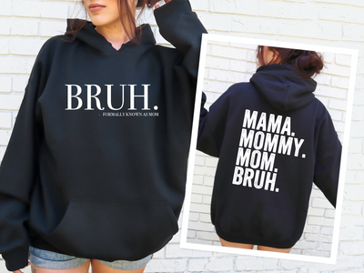 Bruhhh Graphic Hoodie Sweatshirt in Black - Southern Soul Collectives