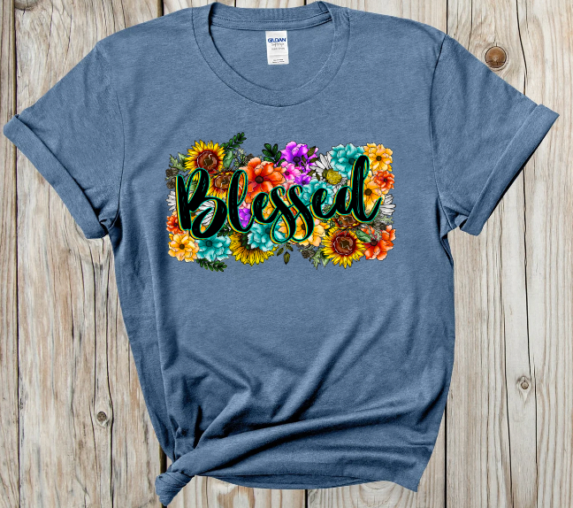 Blessed Heather Indigo Graphic Tee Graphic Tee Southern Soul Collectives 