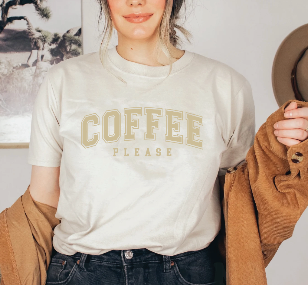 COFFEE PLEASE Puff Ink Graphic T-shirt