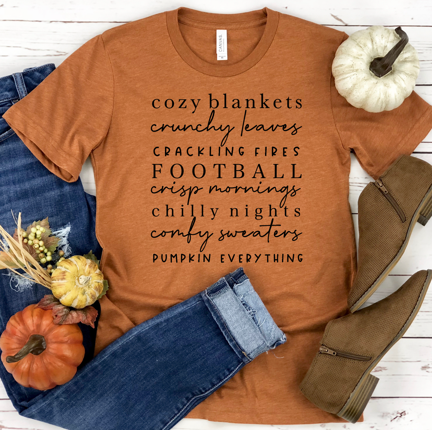 Cozy Blankets Crunchy Leaves Graphic T-shirt