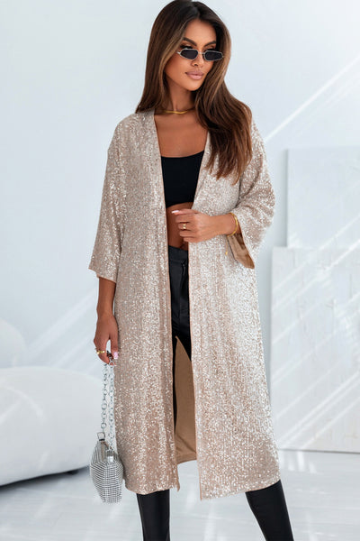 Sequin Open Front Duster Cardigan - Southern Soul Collectives