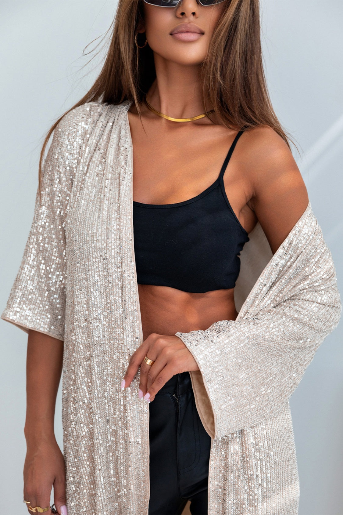 Sequin Open Front Duster Cardigan - Southern Soul Collectives