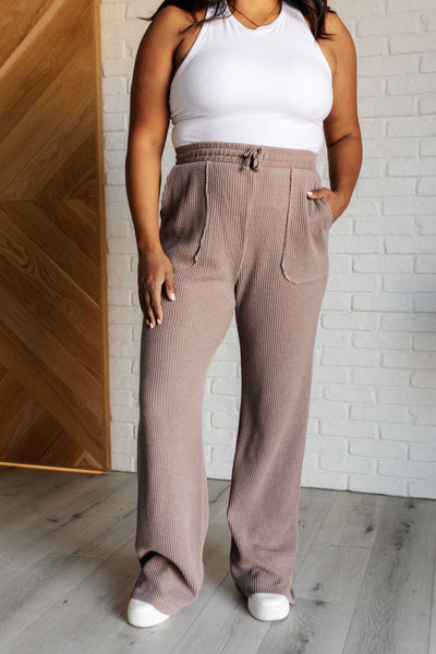 Set Process Mineral Wash Waffle Knit Pants in Brown Southern Soul Collectives